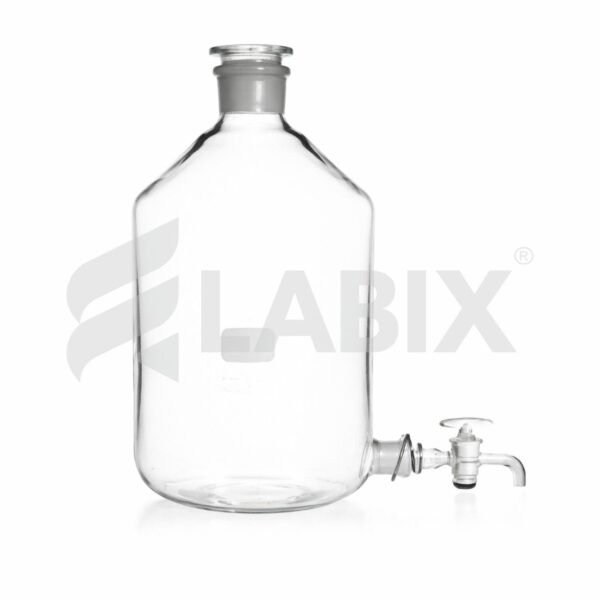 Schlenk type round or flat bottom flask with side arm glass key stopcock and socket