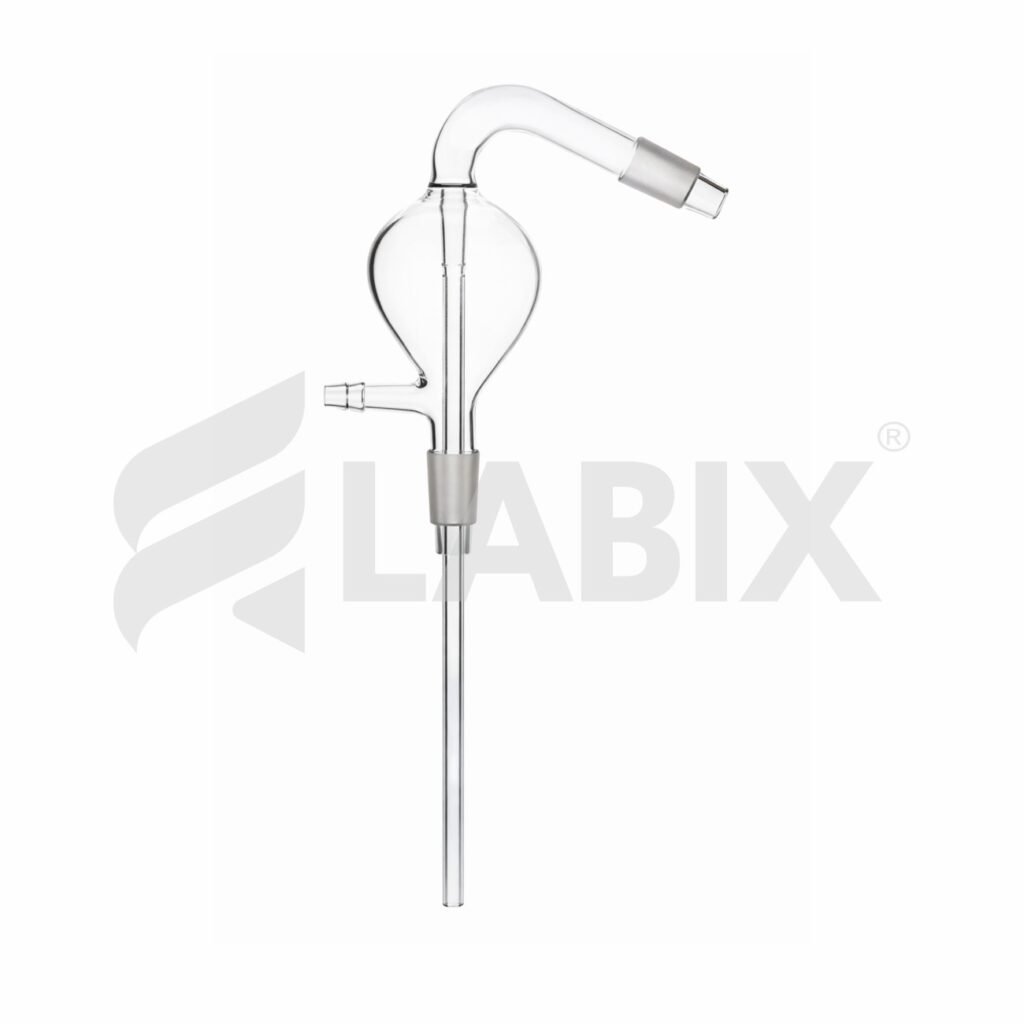 Pear shaped sloping steam distillation head for laboratory distillation assemblies
